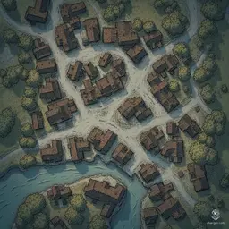 Top-down painted battlemap